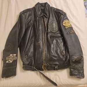 Harley-Davidson Vintage Men's Black Leather Jacket With Patches